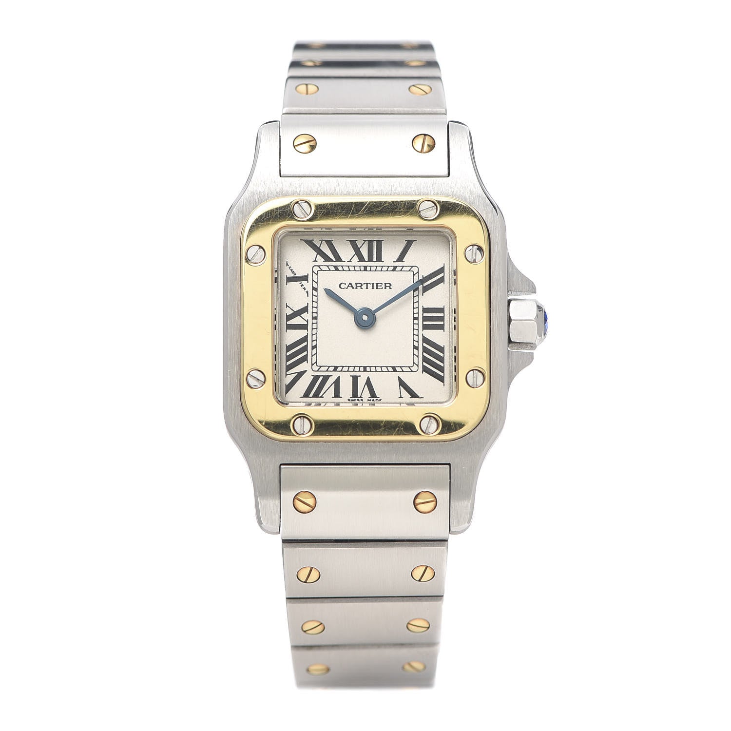 Cartier Stainless Steel 18K Yellow Gold 24mm Santos De Cartier Galbee Quartz Watch 1 of 7