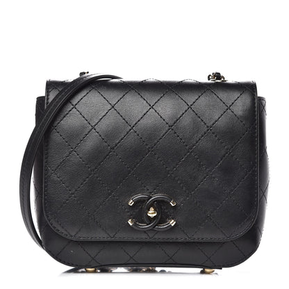 Chanel Calfskin Stitched Small Covered CC Flap Bag Black 1 of 12