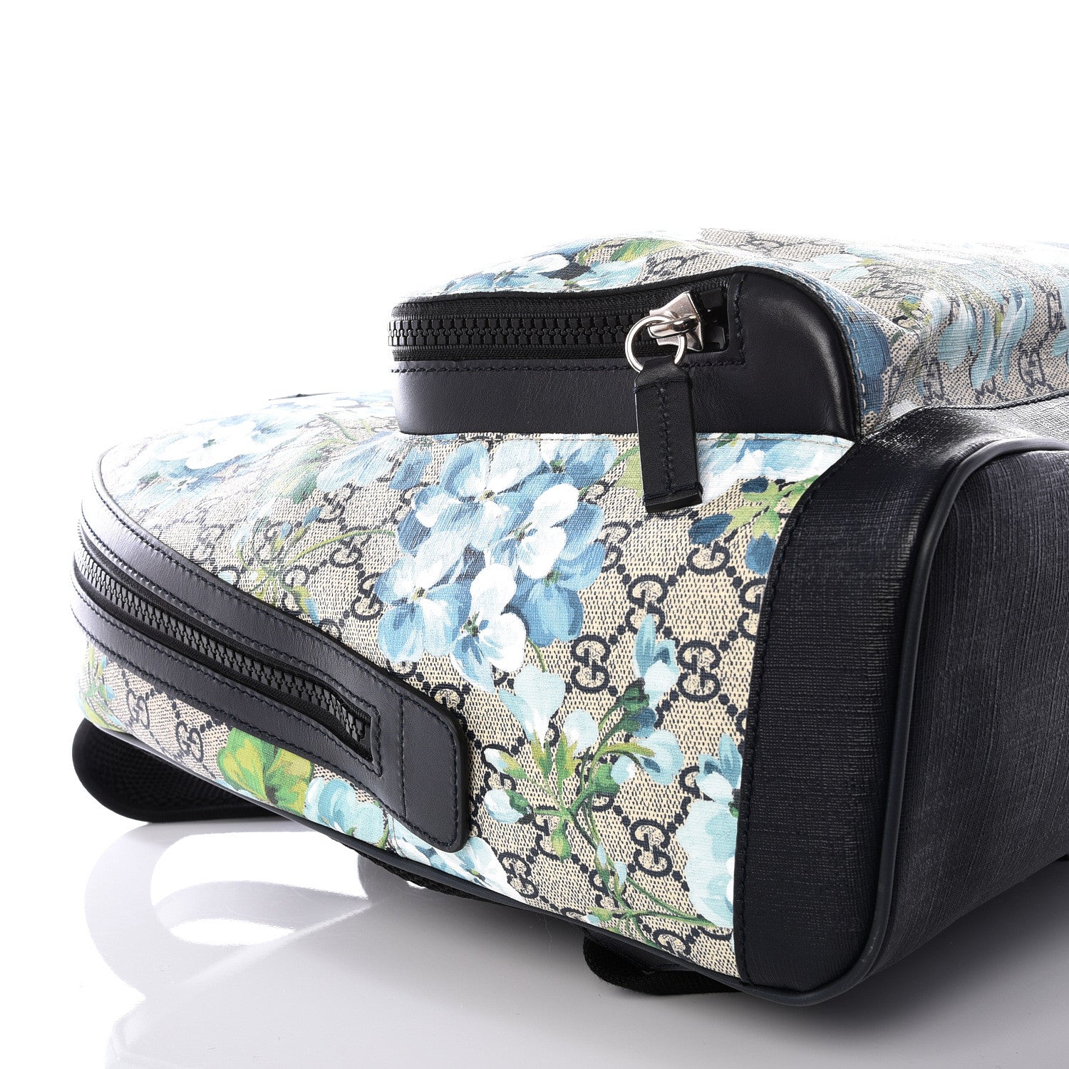 Gucci GG Supreme Monogram Blooms Medium Day Backpack Beige Blue Navy 8 of 12