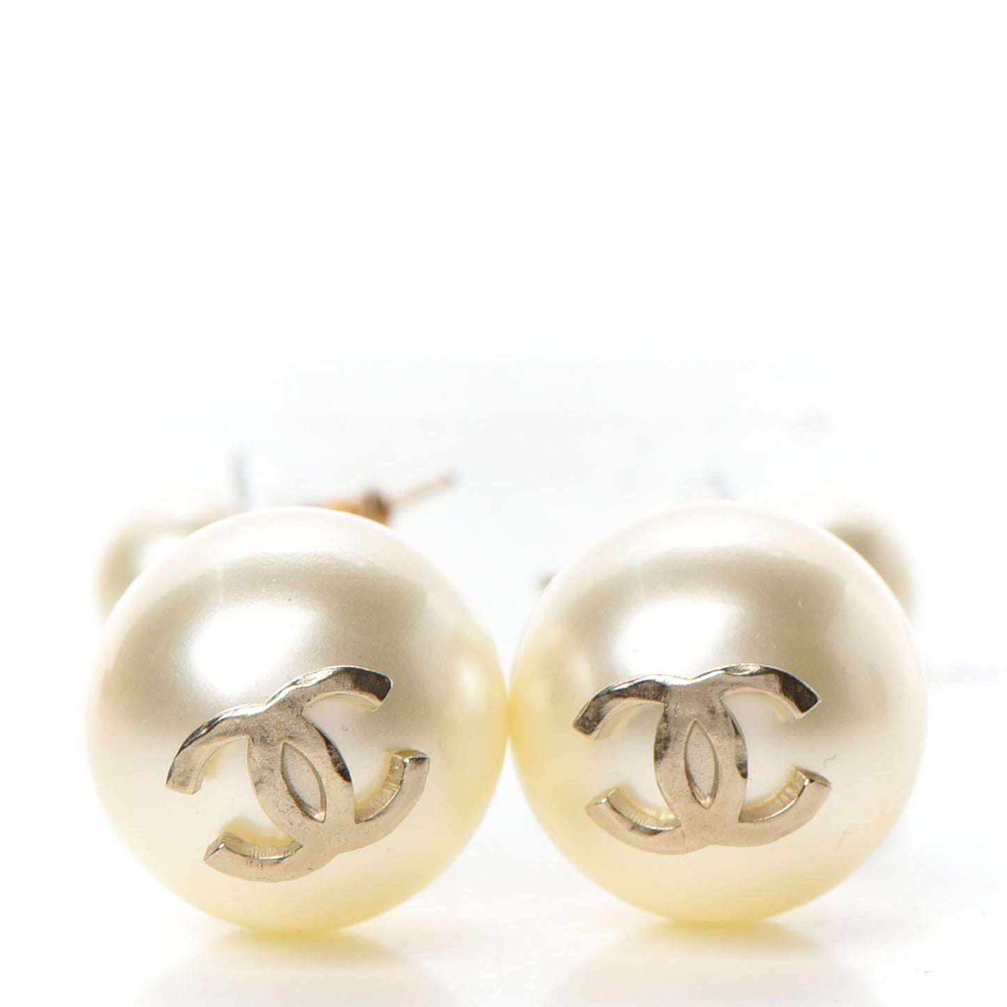 Pearl CC Chain Drop Earrings Gold