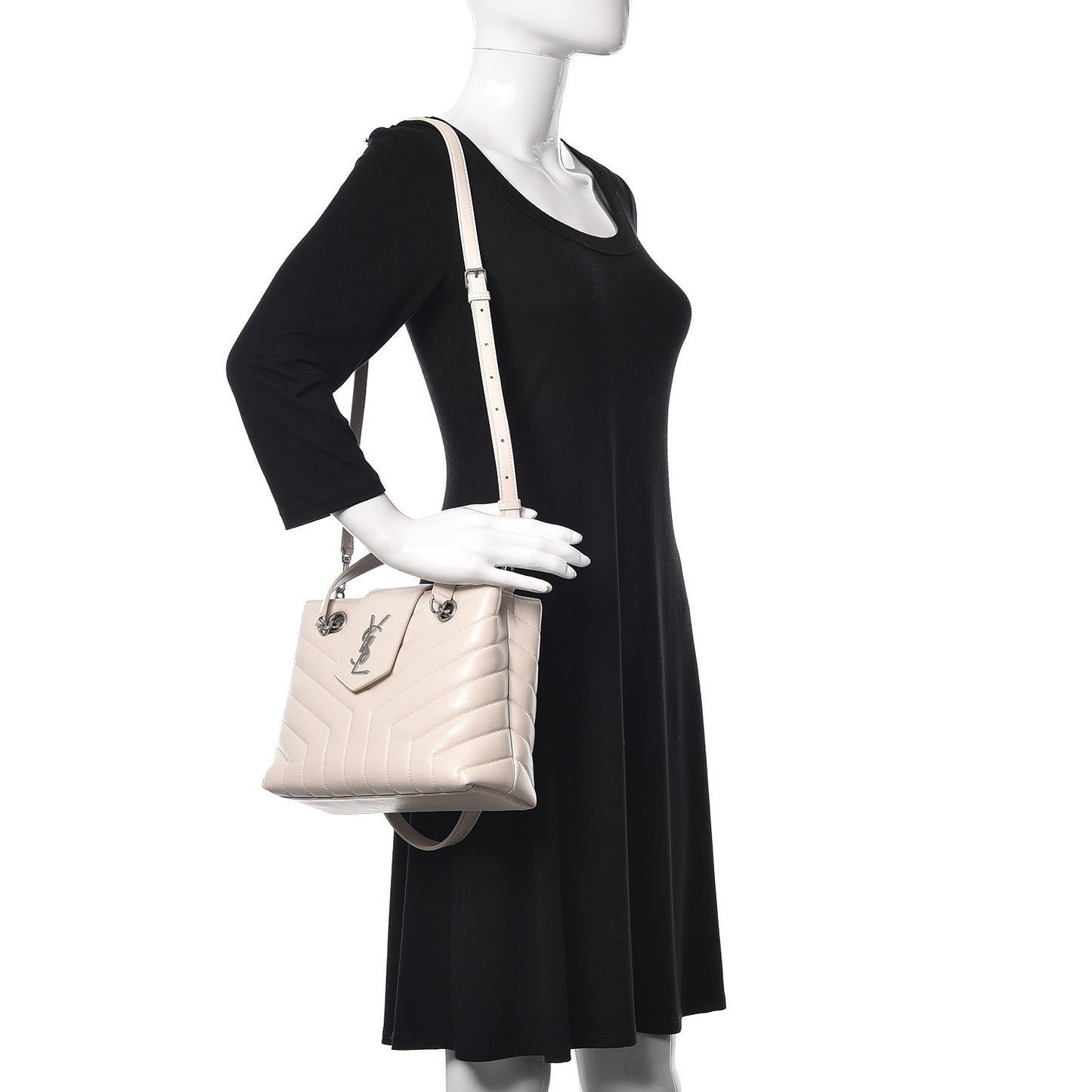 Calfskin Y Quilted Monogram Small Loulou Shopper Cream Souffle