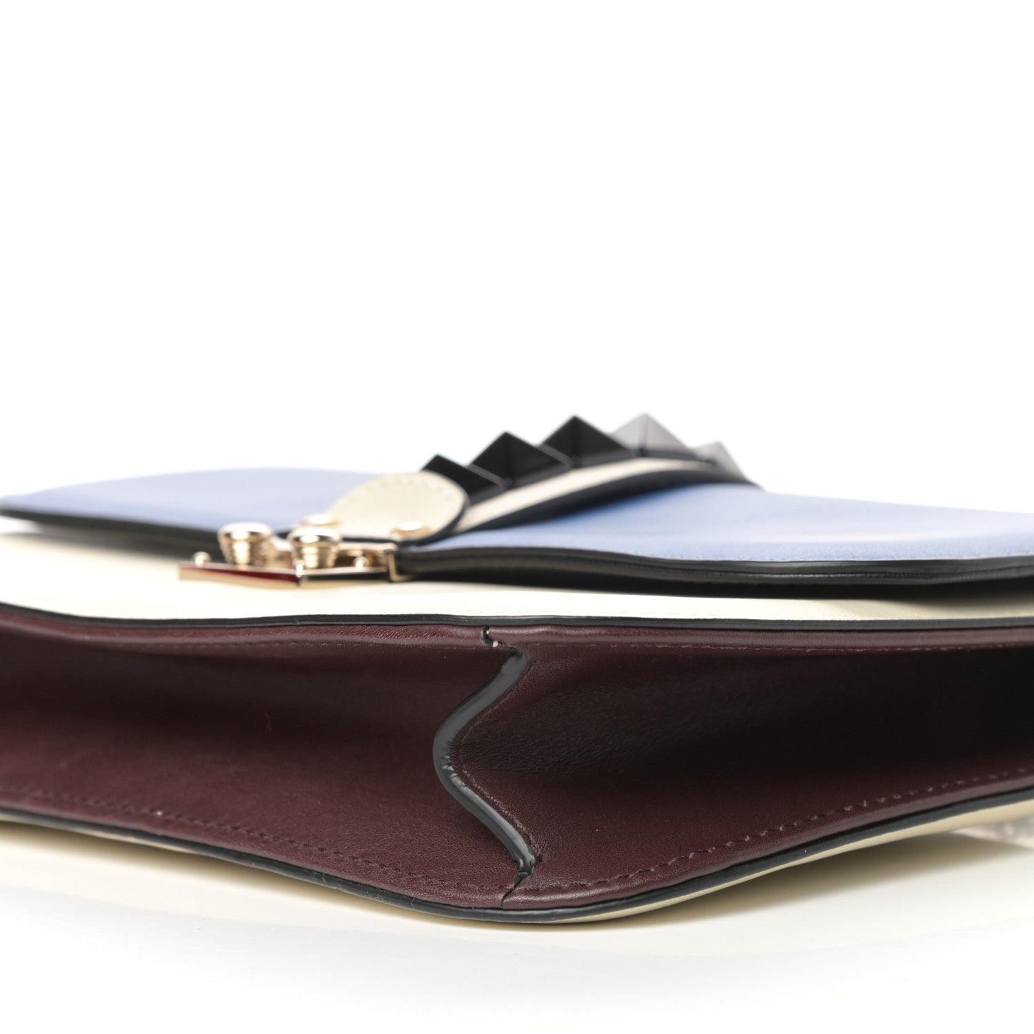 Valentino Garavani Vitello Medium Tri-Color Glam Lock Rockstud Flap Blue White Burgundy 8 of 9