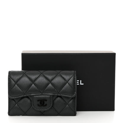 Chanel Pearly Lambskin Quilted Flap Card Holder Wallet So Black 9 of 9