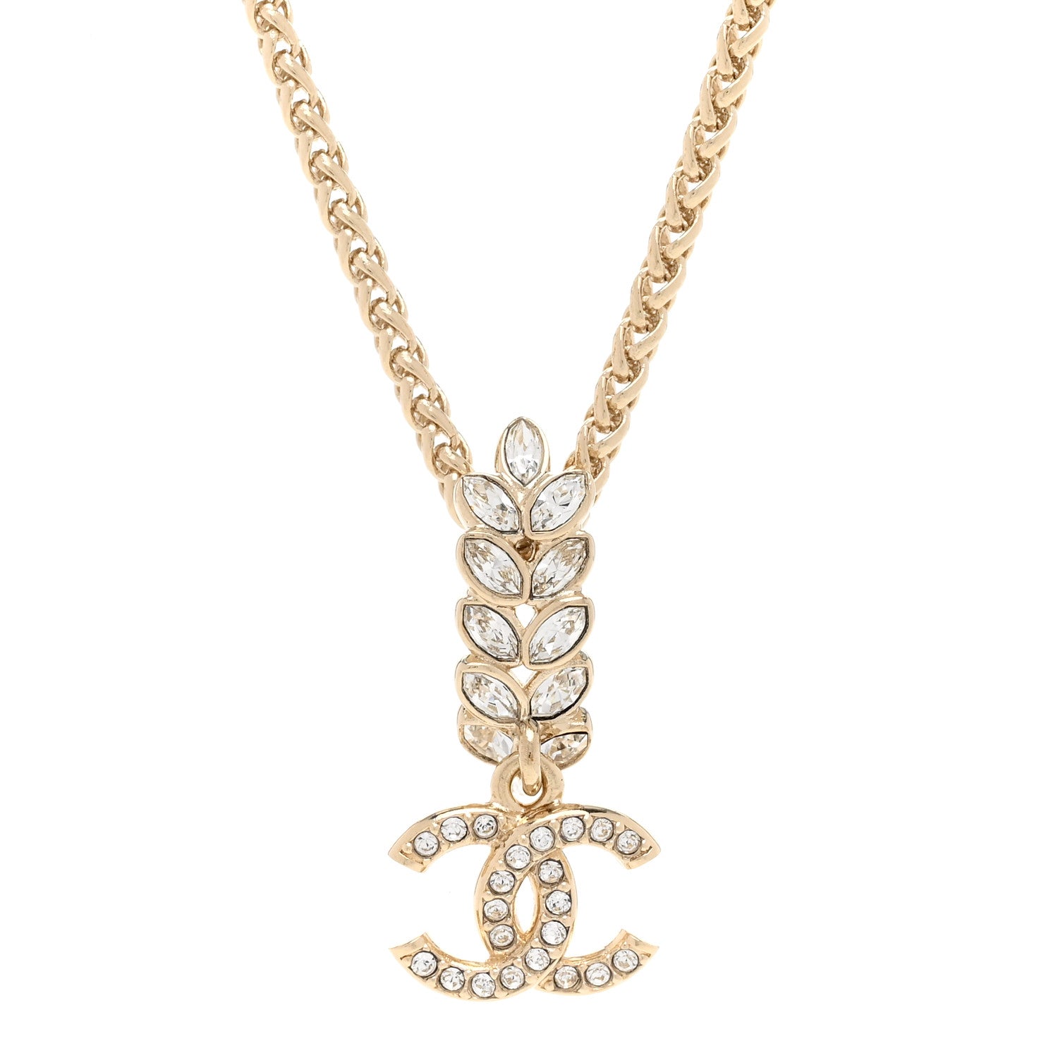 Chanel Crystal CC Pendant Necklace Gold 4 of 6
