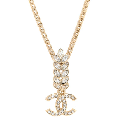 Chanel Crystal CC Pendant Necklace Gold 4 of 6