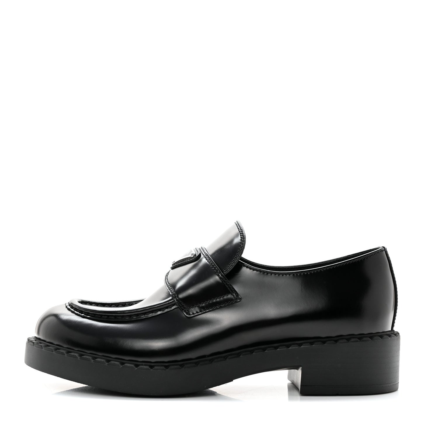 Spazzolato Metal Triangle Logo 50mm Loafers 40 Black