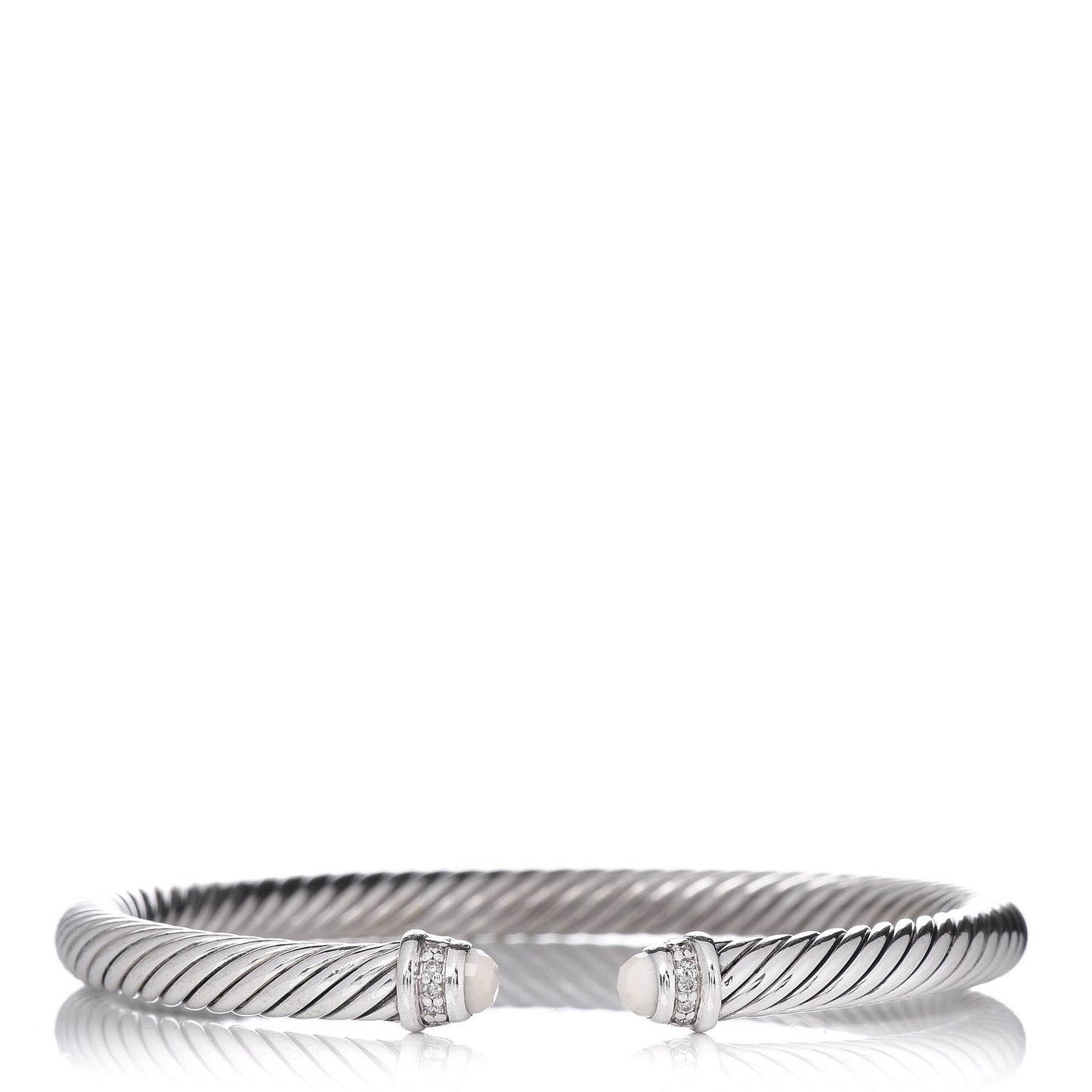 Sterling Silver Diamond White Agate 5mm Cable Classics Bracelet
