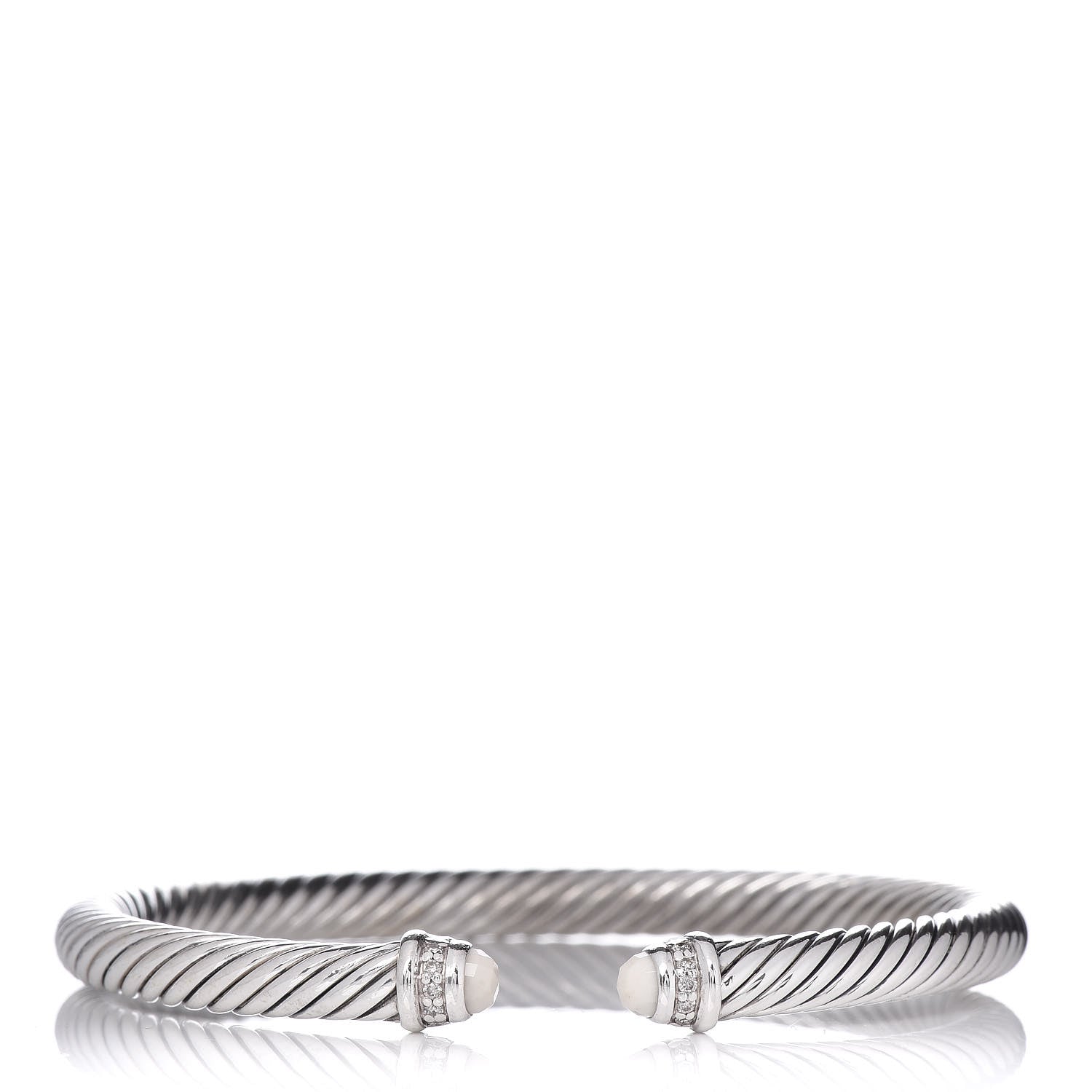 David Yurman Sterling Silver Diamond White Agate 5mm Cable Classics Bracelet 1 of 4