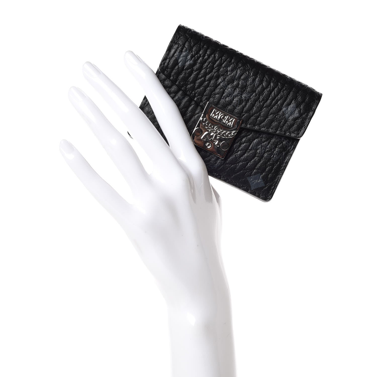 MCM Visetos Mini Accordion Card Wallet Black 2 of 6