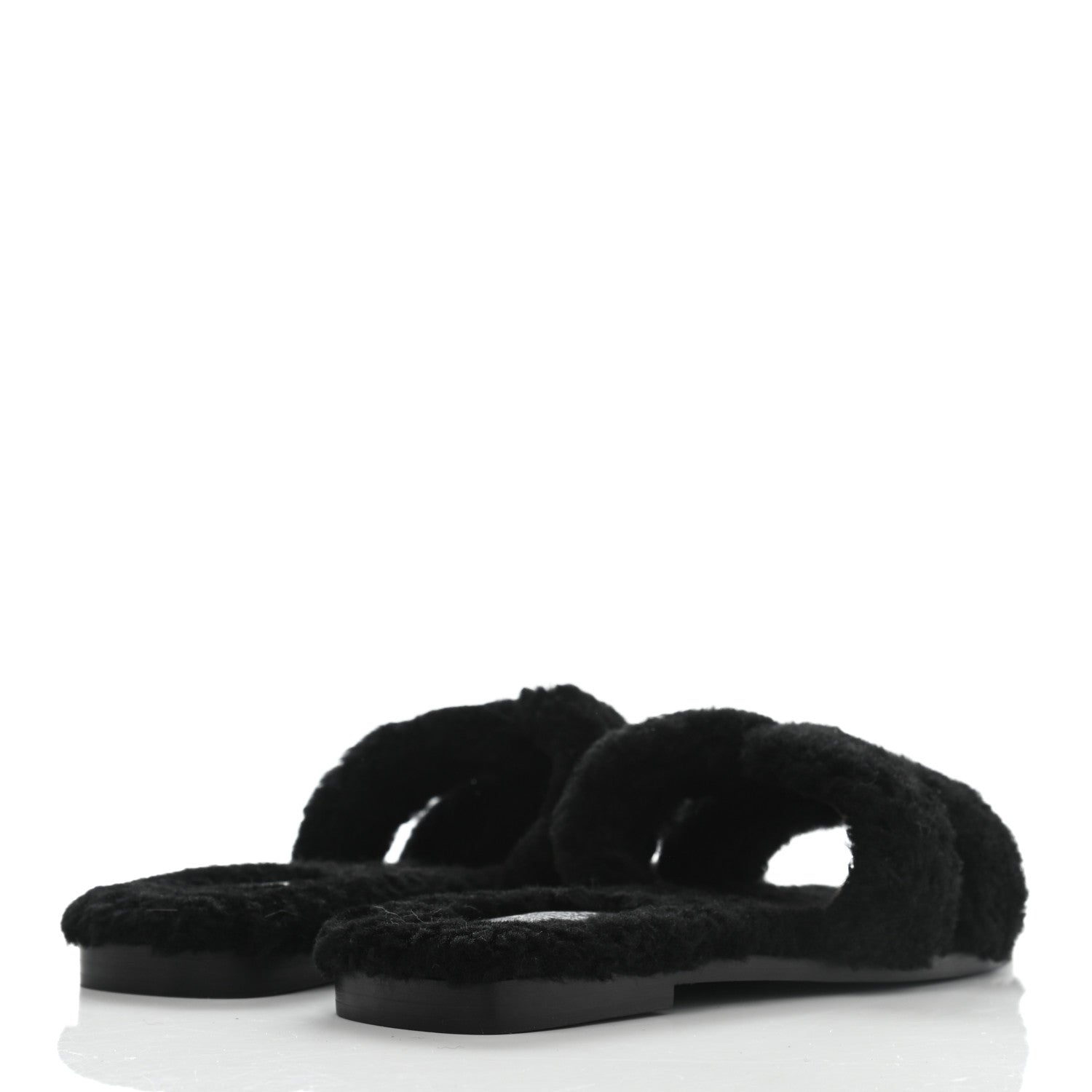 Hermes Woolskin Oran Sandals 37 Black 4 of 7
