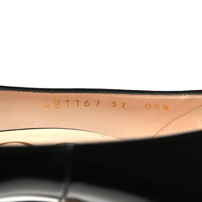 Gucci Polished Calfskin Removable Bee Elaisa Platform High Heel Pumps 37 Black 10 of 11