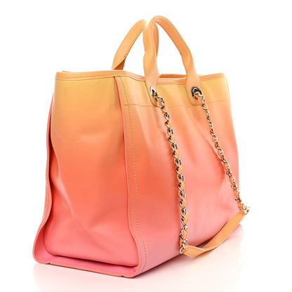 Chanel Shaded Calfskin Medium Deauville Tote Orange Coral Pink 4 of 22
