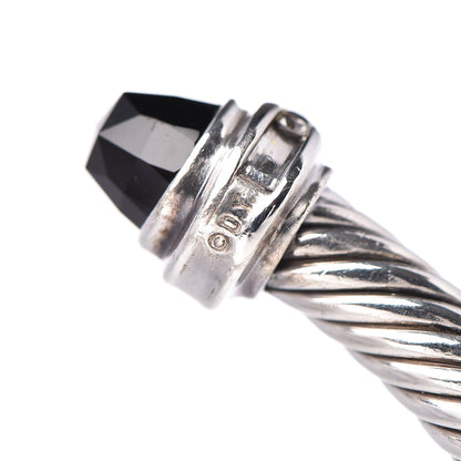 David Yurman Sterling Silver Diamond Black Onyx 5mm Cable Classics Princess Bracelet 3 of 4