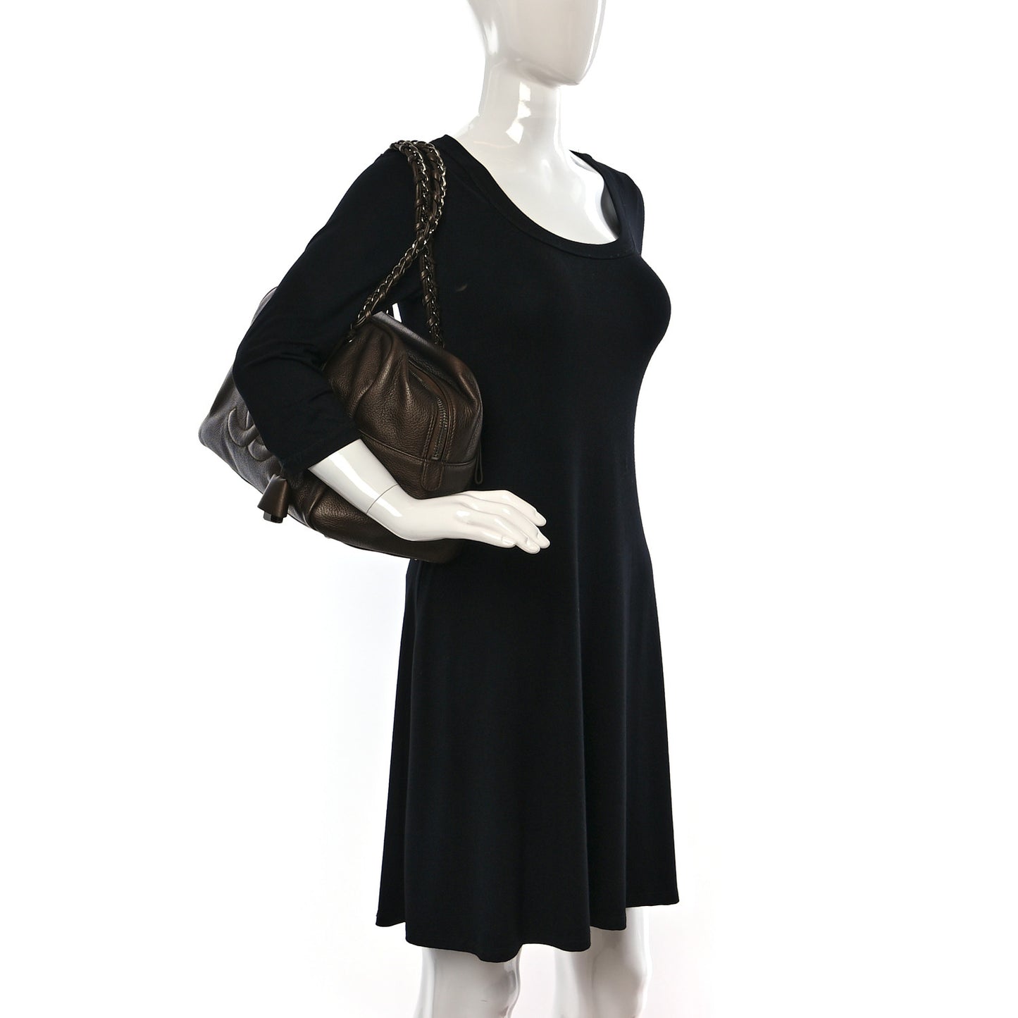 Metallic Deerskin Large Luxe Ligne Bowler Bronze