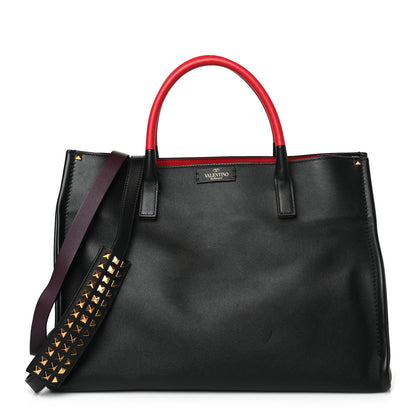 Valentino Garavani Smooth Calfskin Soul Tote Black Red 1 of 9