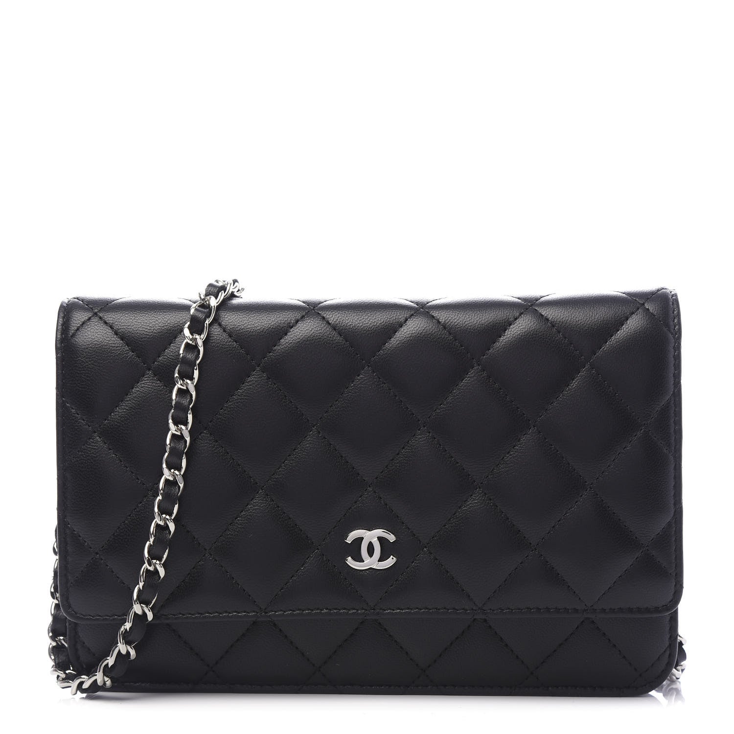Chanel Lambskin Quilted Wallet On Chain WOC Black 1 of 9