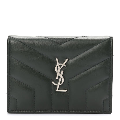 Saint Laurent Lambskin Y Quilted Monogram Loulou Flap Wallet Olive 1 of 11