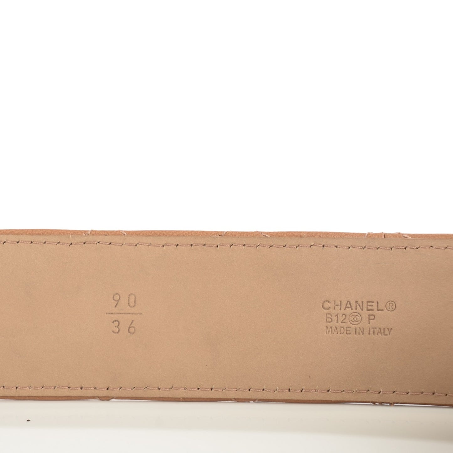 Lambskin Quilted CC Belt 90 36 Dark Beige