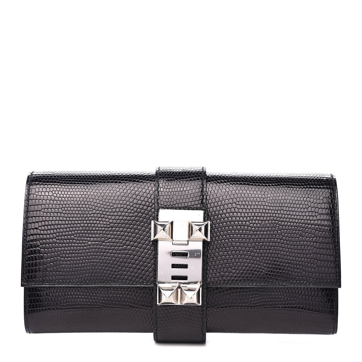 Hermes Lizard Medor Clutch 23 Black 1 of 11