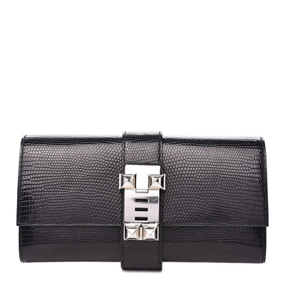 Hermes Lizard Medor Clutch 23 Black 1 of 11