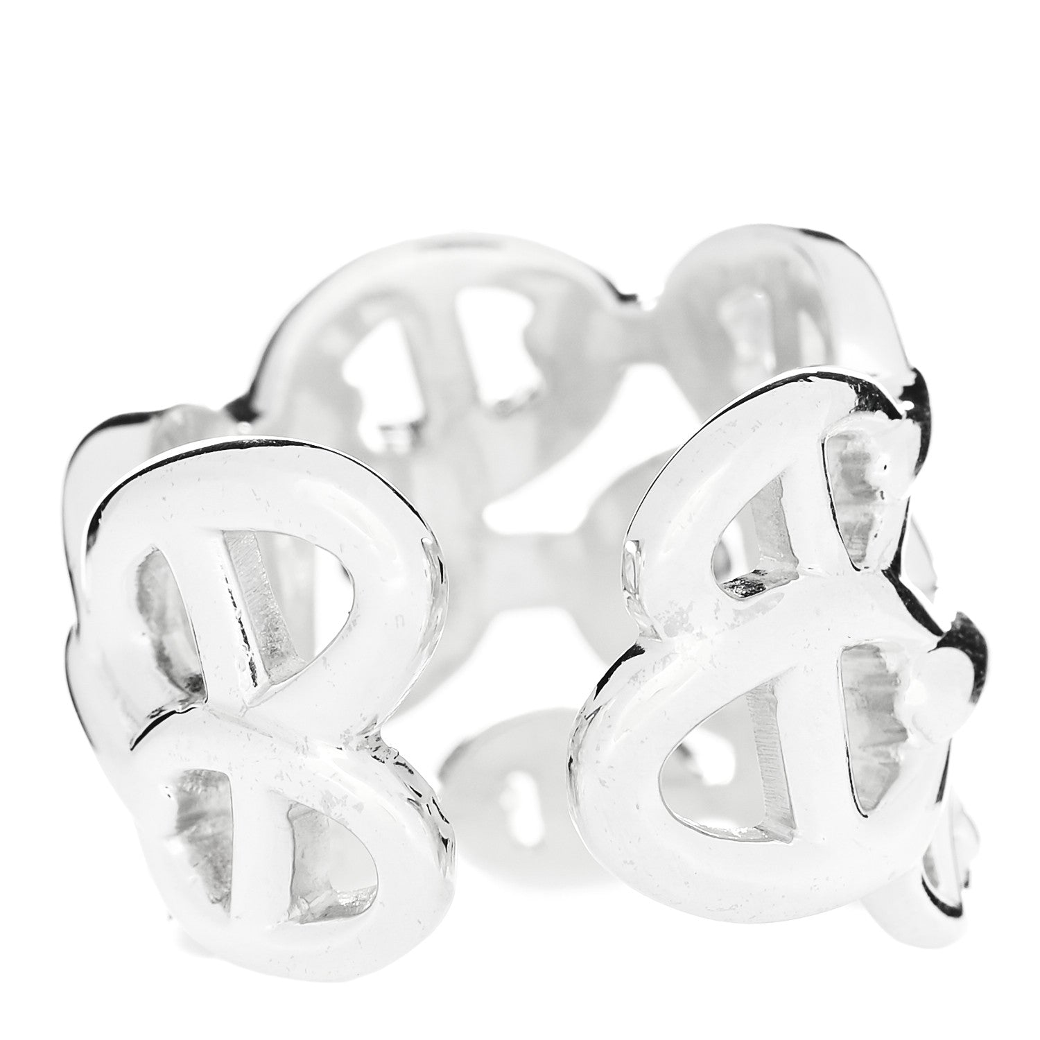 Hermes Sterling Silver GM Chaine d'Ancre Enchainee Band Ring 53 6.25 3 of 5