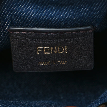 Fendi Denim Vitello King F is Fendi FF Embroidered Mini Mon Tresor Bucket Bag Blue Cuoio 7 of 12