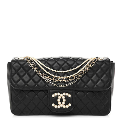 Chanel Lambskin Quilted Medium Westminster Pearl Flap Black 1 of 10