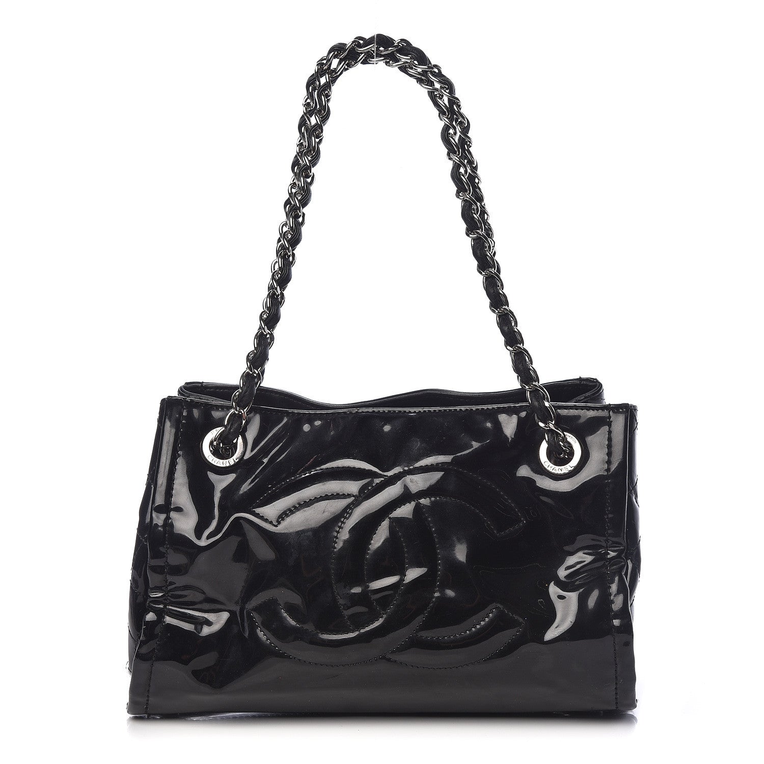 Chanel Patent Quilted CC Shoulder Bag Black 1 of 21