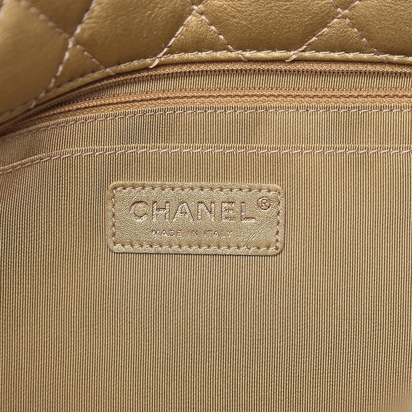 Metallic Calfskin Quilted Small XXL Travel Flap Bag Gold