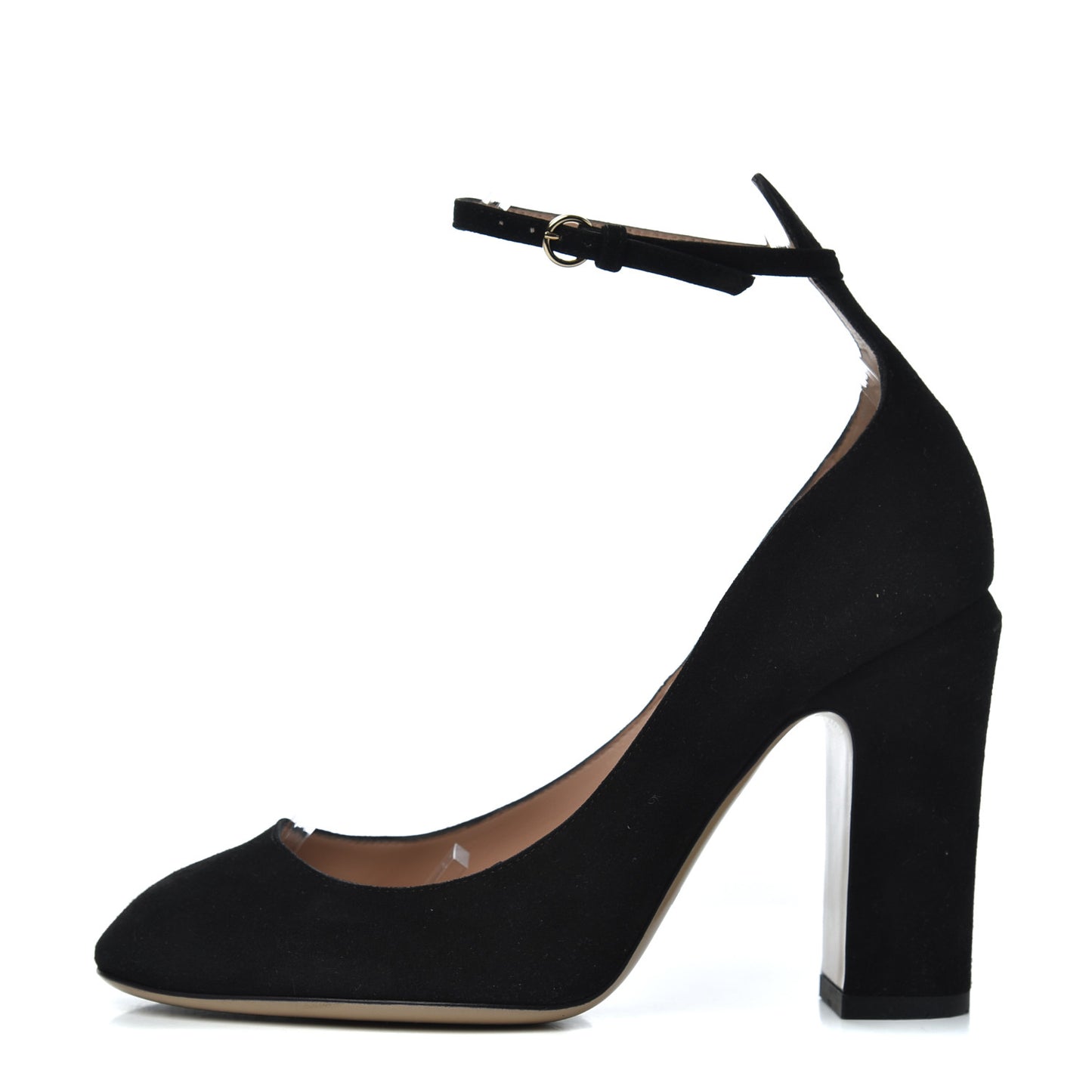 Suede Tan-Go Mary Jane Ankle Strap 100mm Pumps 35.5 Black