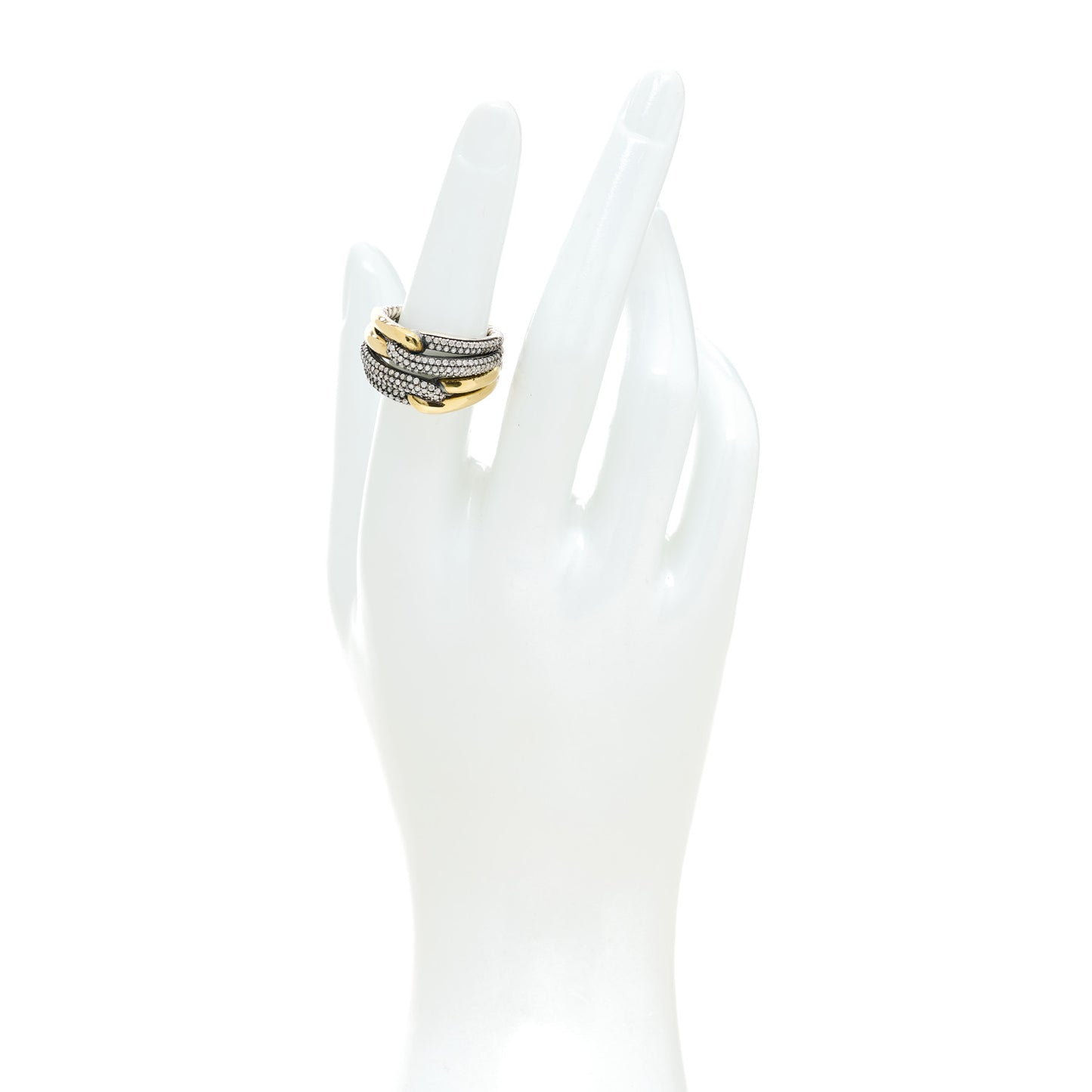 Sterling Silver 18K Yellow Gold Diamond Loop Labyrinth Ring 52 6