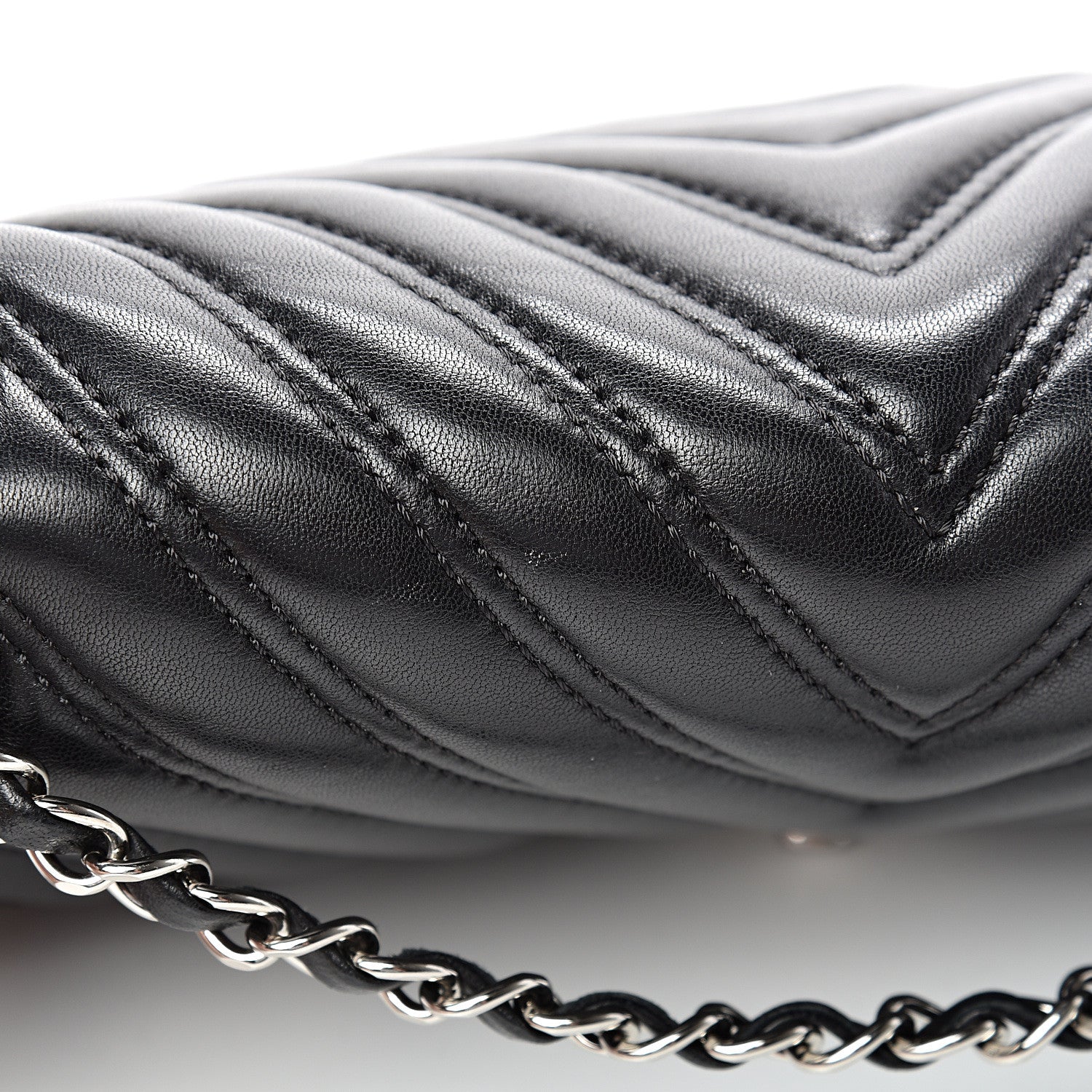 Chanel Lambskin Chevron Double Stitch Medium Single Flap Black 10 of 11