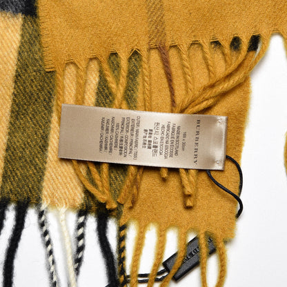 Burberry Cashmere Giant Check Fringe Scarf Amber Yellow 5 of 5