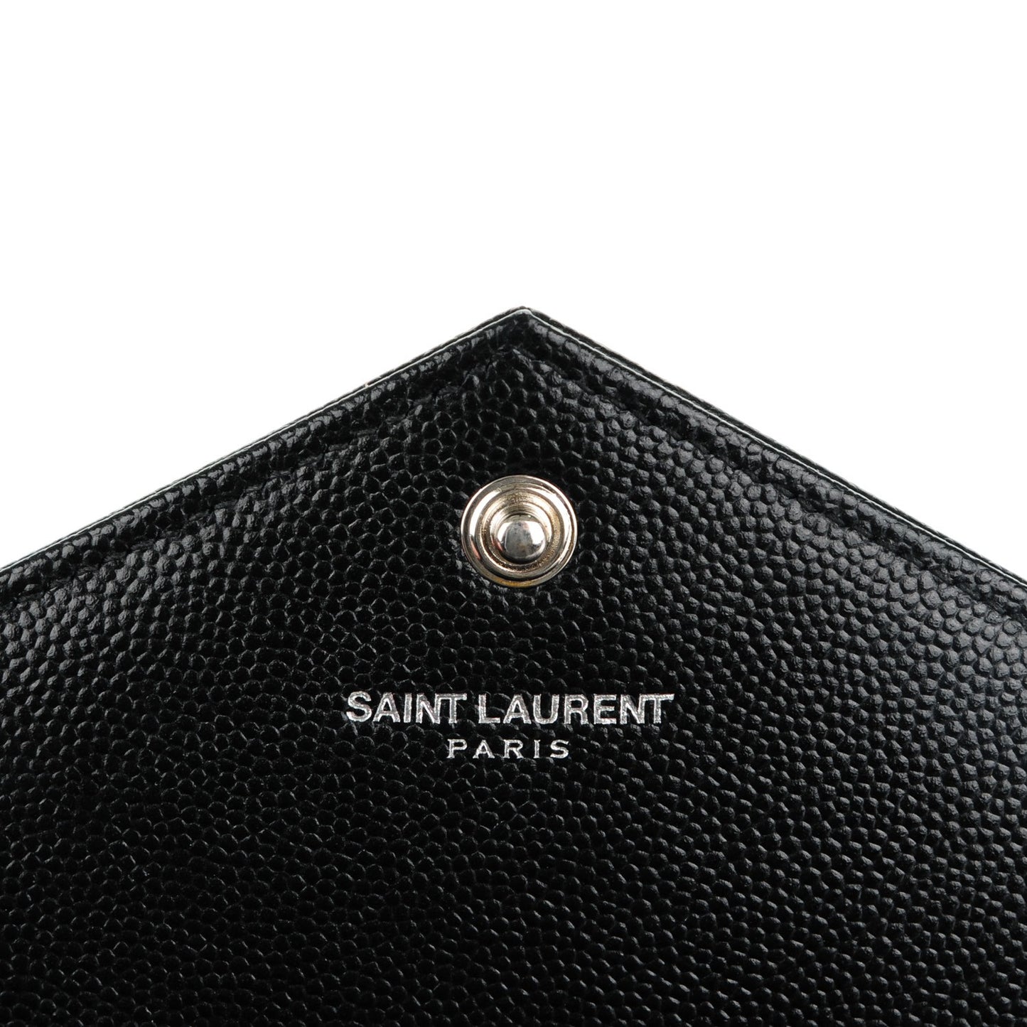 Grain De Poudre Matelasse Chevron Monogram Envelope Chain Wallet Black