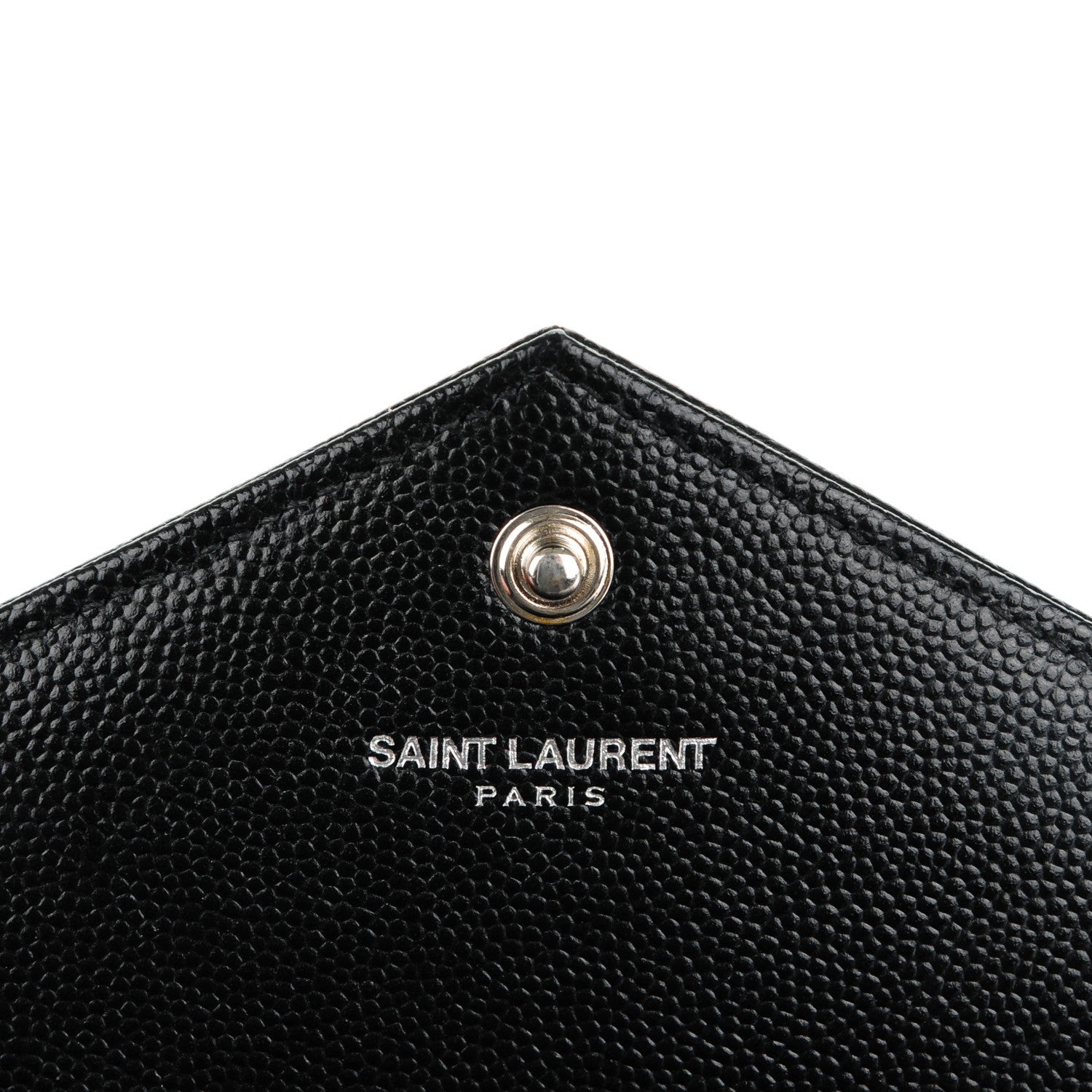 Saint Laurent Grain De Poudre Matelasse Chevron Monogram Envelope Chain Wallet Black 6 of 8
