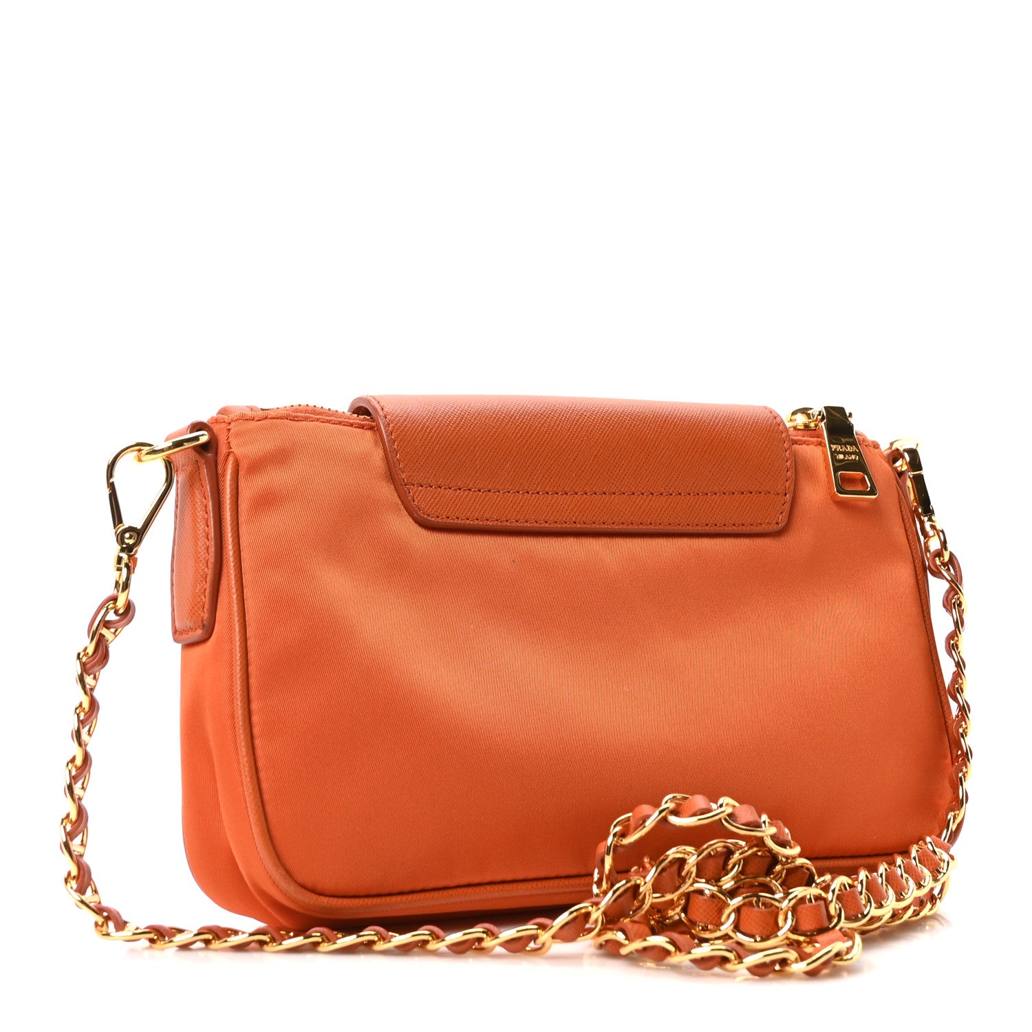 Prada Tessuto Nylon Saffiano Crossbody Bag Papaya 3 of 10