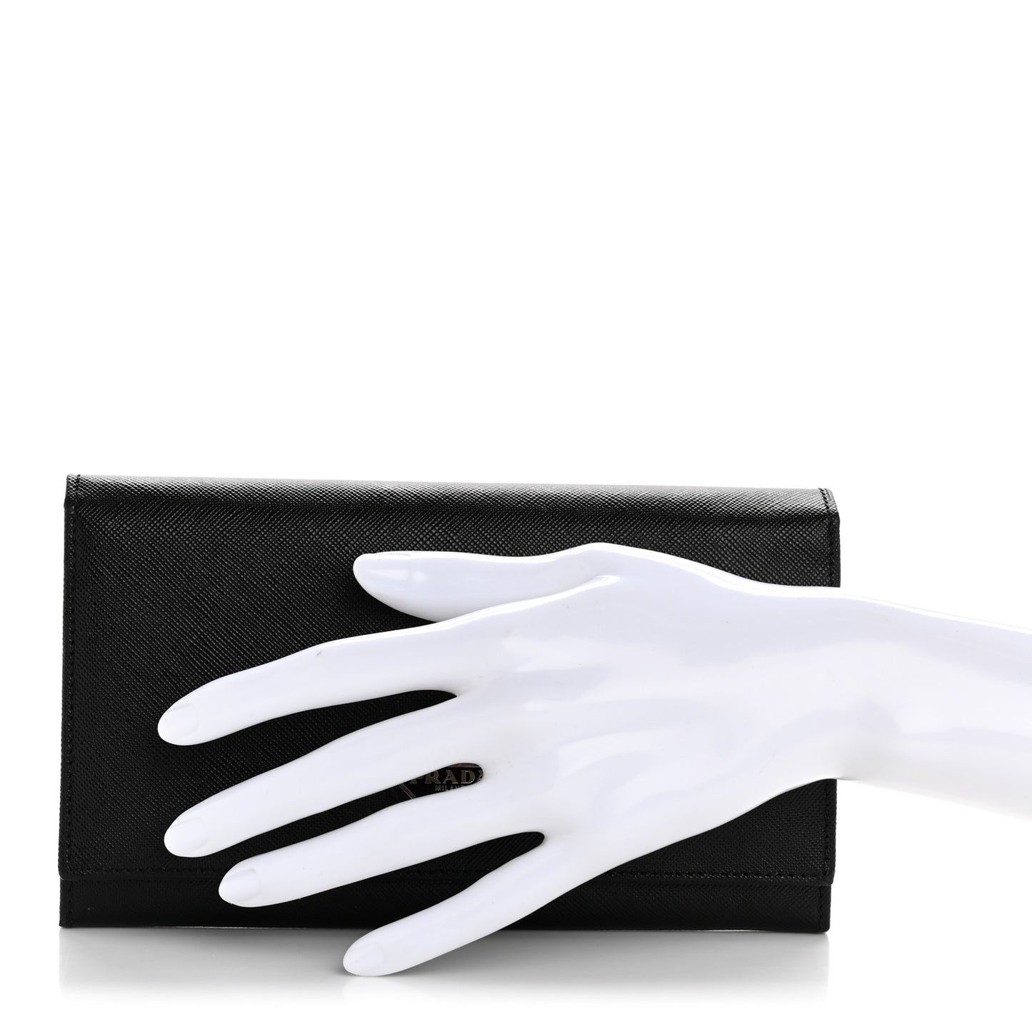 Saffiano Triangle Continental Flap Wallet Black