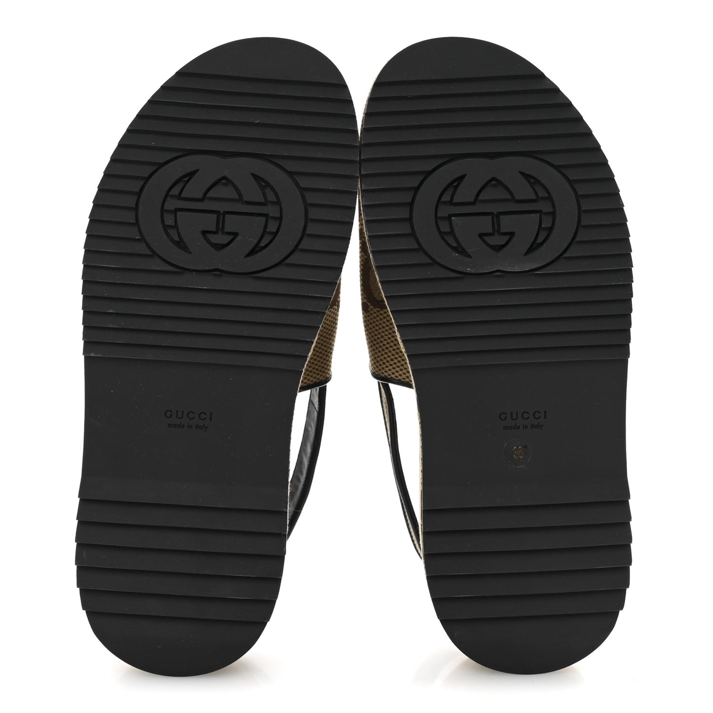 Monogram Maxi GG Granada Kid Angelina Platform 35mm Slingback Sandals 38 Camel Ebony Black
