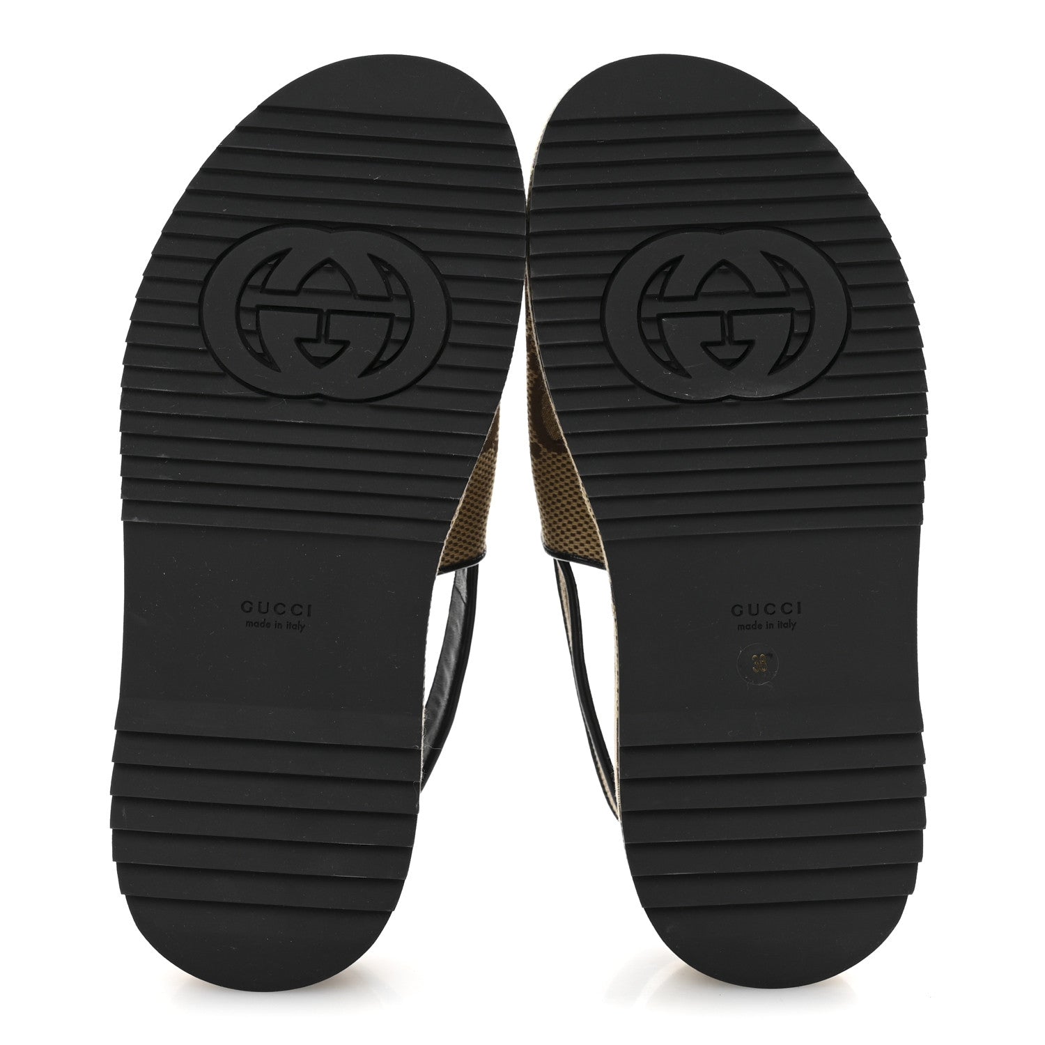 Gucci Monogram Maxi GG Granada Kid Angelina Platform 35mm Slingback Sandals 38 Camel Ebony Black 6 of 12