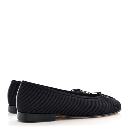Chanel Embroidered Fabric Cap Toe CC Ballerina Flats 38 Dark Navy Blue 4 of 9