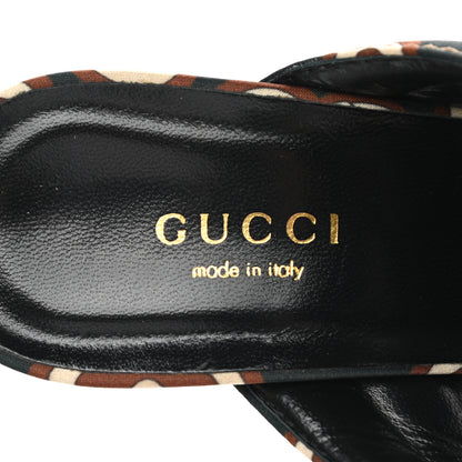 Gucci Fabric Floral Print Webby Crossover High Heel Slide Sandals 38 Black Multicolor 8 of 10