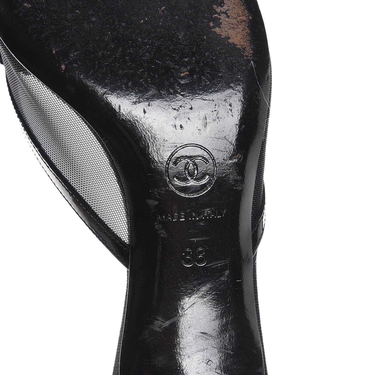 Chanel Lambskin Mesh Camellia Mules 38 Black 8 of 12
