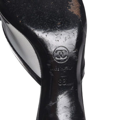 Chanel Lambskin Mesh Camellia Mules 38 Black 8 of 12