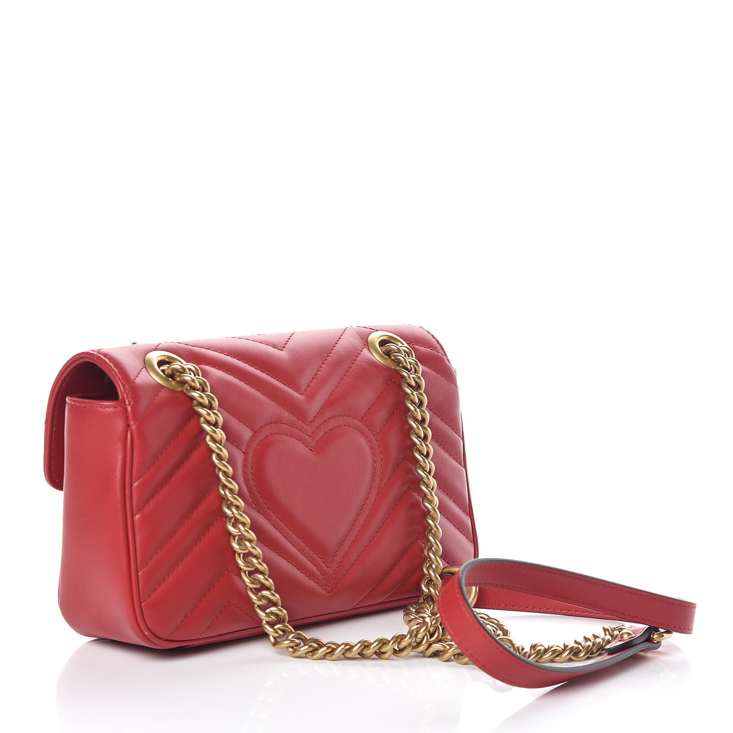 Gucci Calfskin Matelasse Mini GG Marmont Shoulder Bag Hibiscus Red 3 of 9