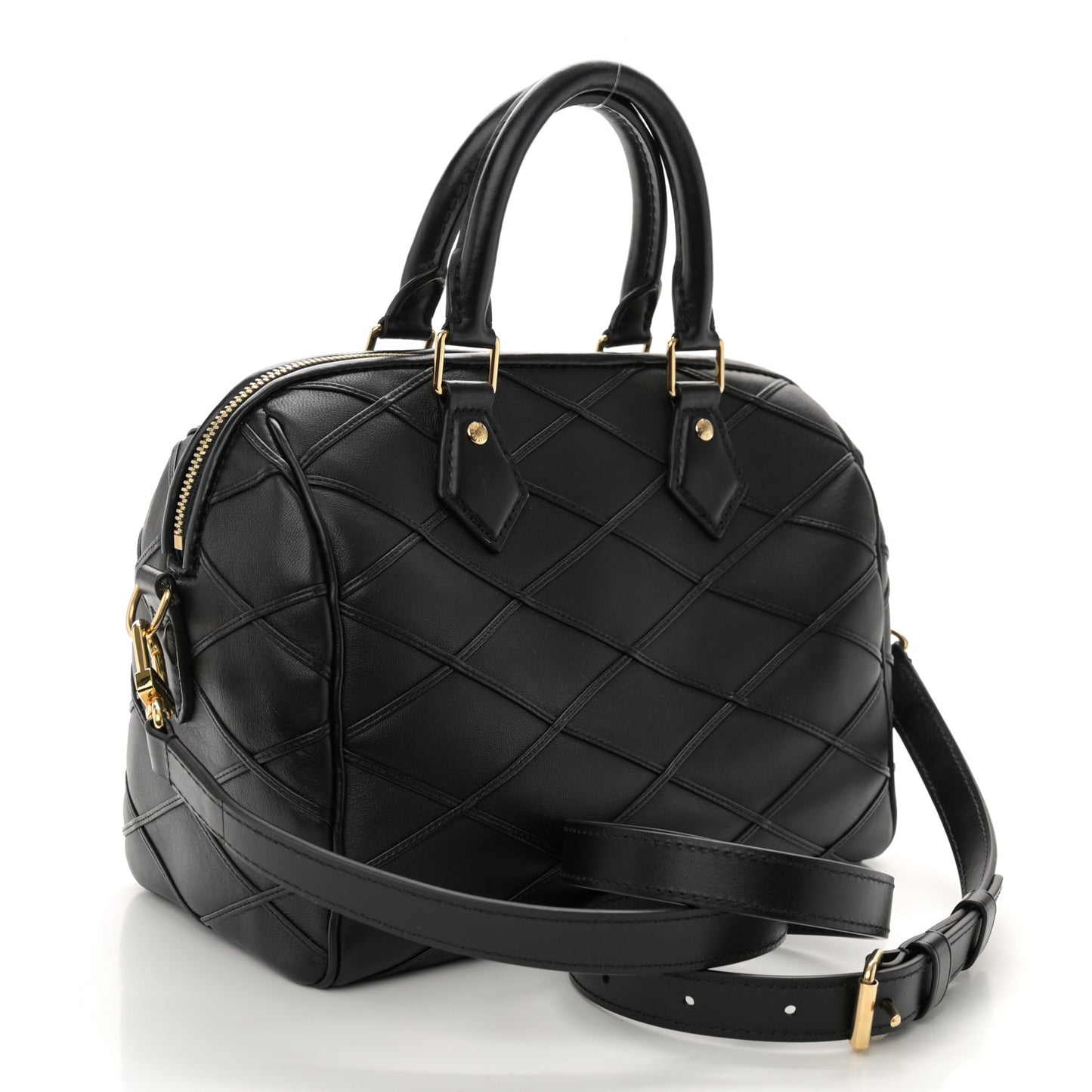 Lambskin Malletage Speedy Bandouliere 25 Black