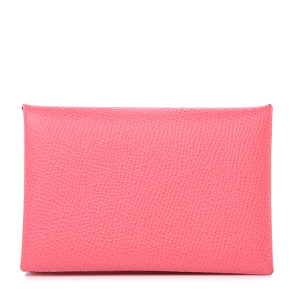 Hermes Epsom Calvi Card Case Rose Azalee 1 of 7
