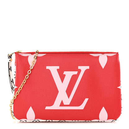 Louis Vuitton Monogram Giant Double Zip Pochette Rouge 1 of 13