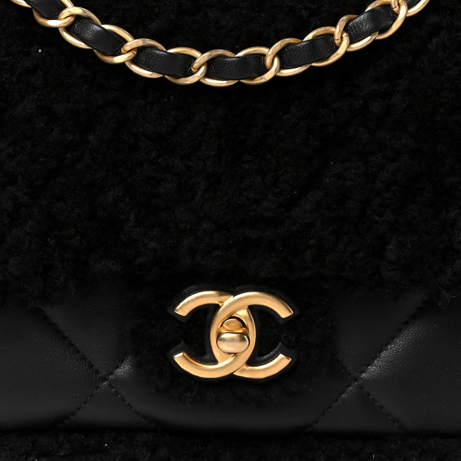 Chanel Shearling Lambskin Quilted Furry Coco Flap Black 9 of 11