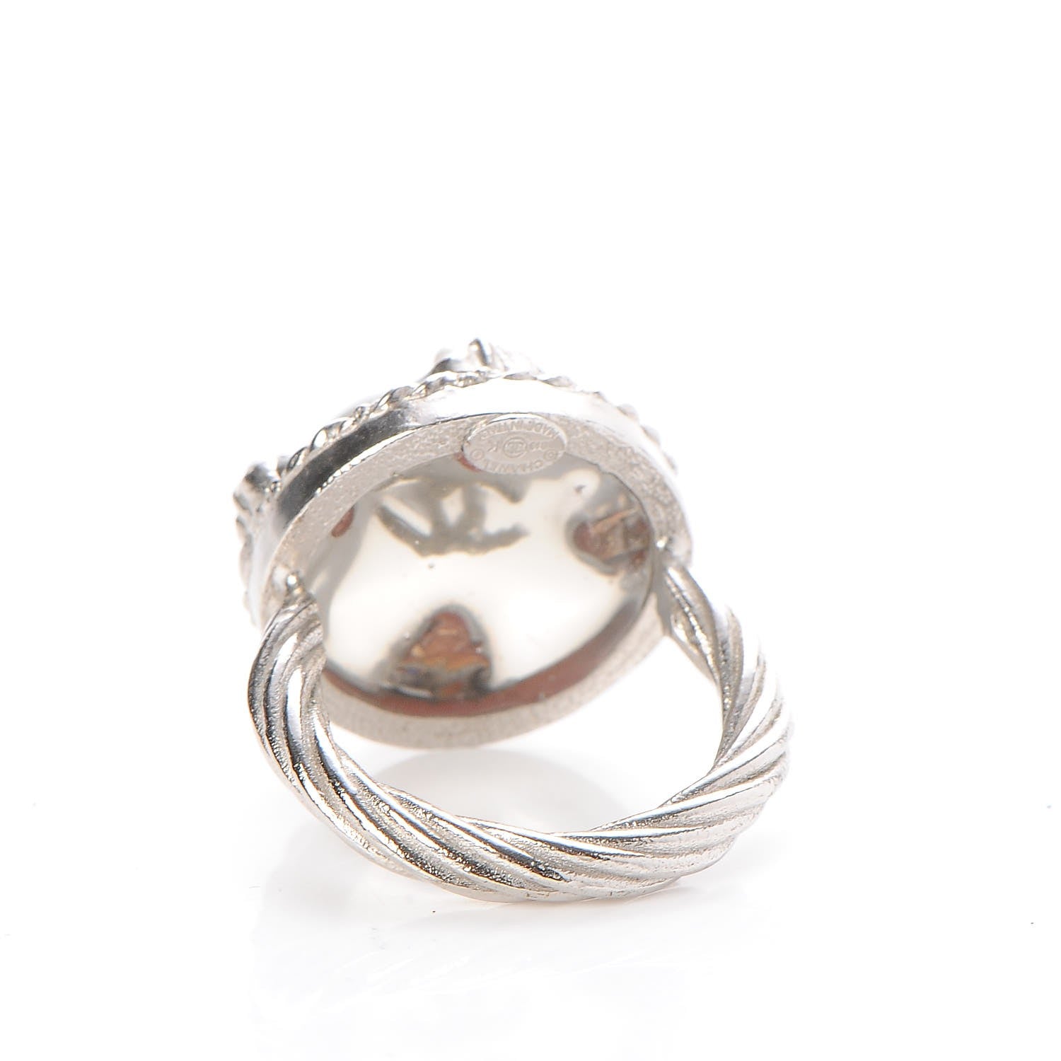 Chanel Gripoix Pearl CC Ring 6.5 Silver 3 of 4