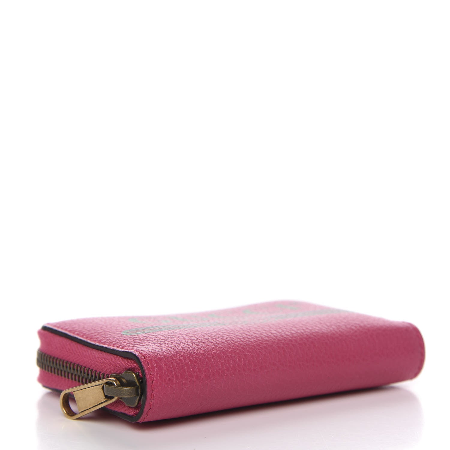 Gucci Grained Calfskin Logo Zip Around Card Case Box Pink Green 3 of 6